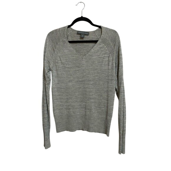 Josephine Chaus Silk Blend V Neck Top Size L Gray Silver - Picture 1 of 6